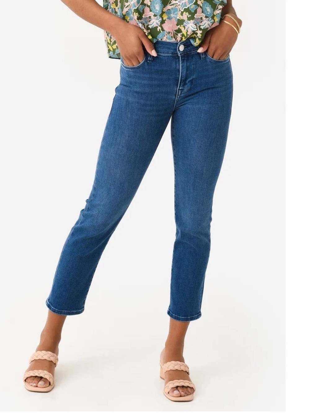 Frame Le High Straight Leg Temple Blue Denim Jeans Size 32 LHST793